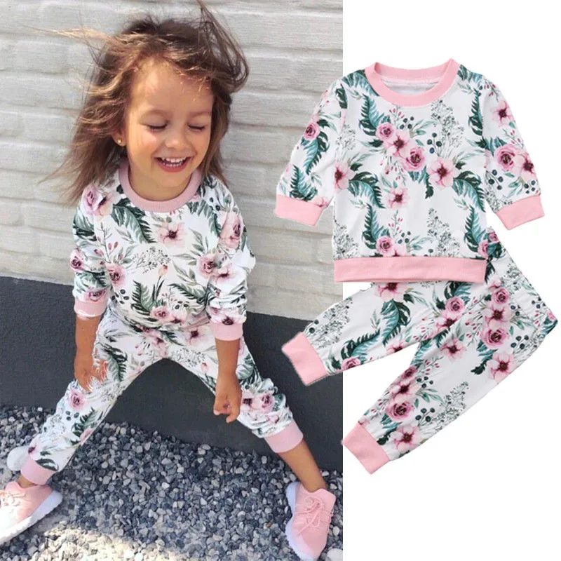 Newborn Kids Baby Girls clothes pullover long sleeve round neck Geometry Tops Flower print Pants 2pc Toddler cotton Outfits 
Newborn Kids Baby Girls clothes pullover long sleeve round neck Geometry Tops Flower print Pants 2pc Toddler cotton Outfits