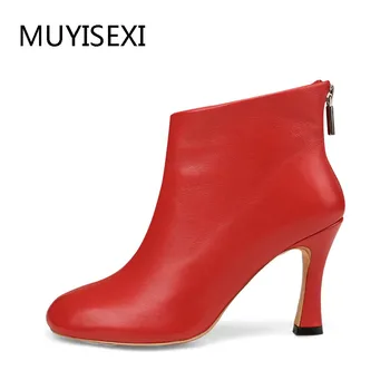 Autumn Boots For Women Sheepskin Round Toe Women Shoes High Heel Women Sexy Ankle Boots Genuine Leather Black Red MT02 MUYISEXI
Autumn Boots For Women Sheepskin Round Toe Women Shoes High Heel Women Sexy Ankle Boots Genuine Leather Black Red MT02 MUYISEXI