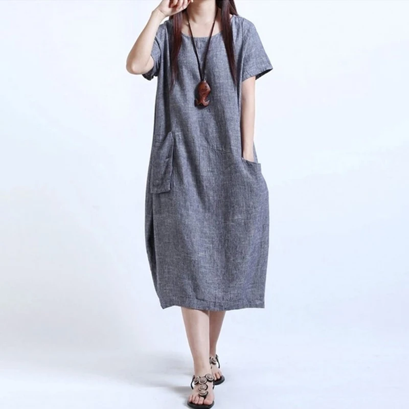 2017 New Women Short Sleeve Cotton Linen Dresses Summer Style Dress Casual Loose Retro Dress Vestidos Plus Size 4XL 5XL AB173
2017 New Women Short Sleeve Cotton Linen Dresses Summer Style Dress Casual Loose Retro Dress Vestidos Plus Size 4XL 5XL AB173