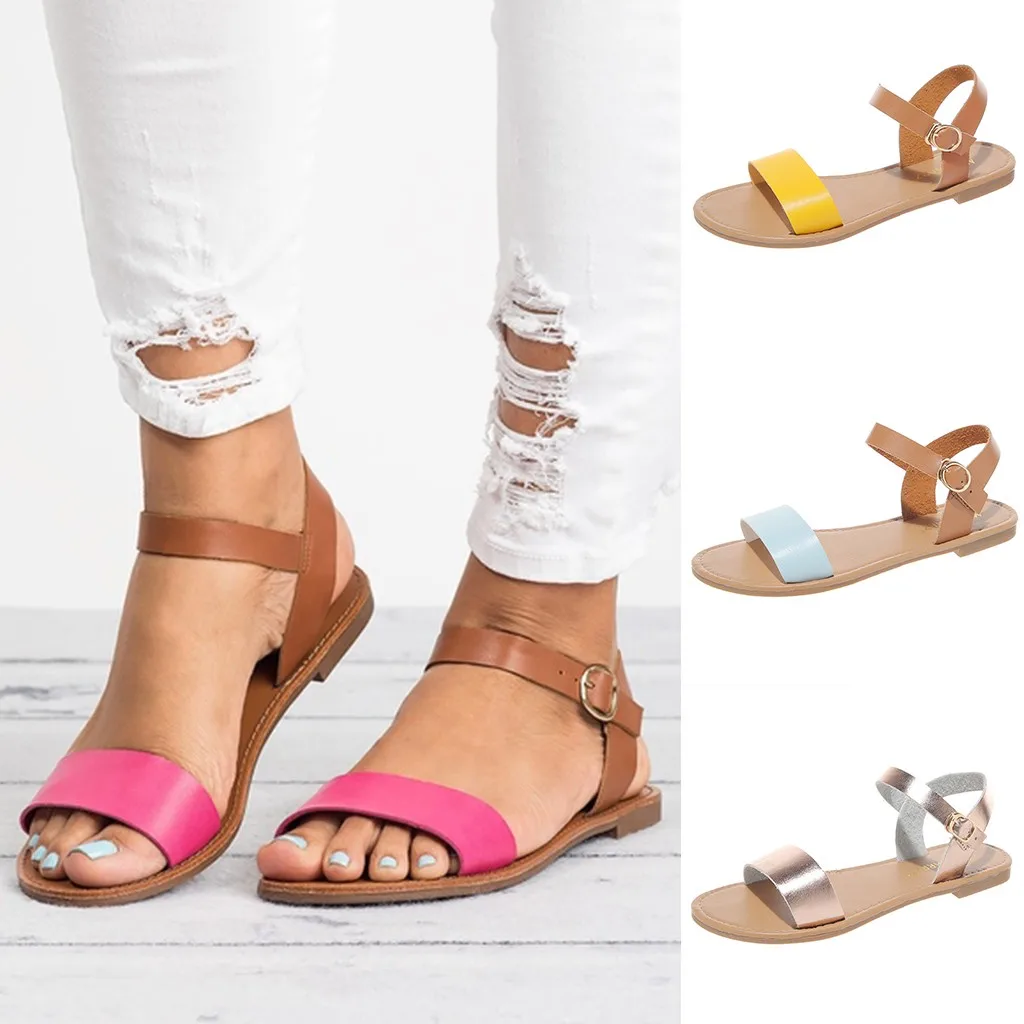 Mixed Color Buckle Strap Peep Toe Sandals Summer Women's Ladies Roma Flat Casual Shoe Fish Mouth Gladiator Four Colors Plus Size
Mixed Color Buckle Strap Peep Toe Sandals Summer Women's Ladies Roma Flat Casual Shoe Fish Mouth Gladiator Four Colors Plus Size