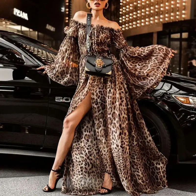Fashion Office Lady Boho Maxi Woman Dress Leopard Print Long Sleeve Vintage Beach Dresses Flare Sleeve Party Vestido
Fashion Office Lady Boho Maxi Woman Dress Leopard Print Long Sleeve Vintage Beach Dresses Flare Sleeve Party Vestido