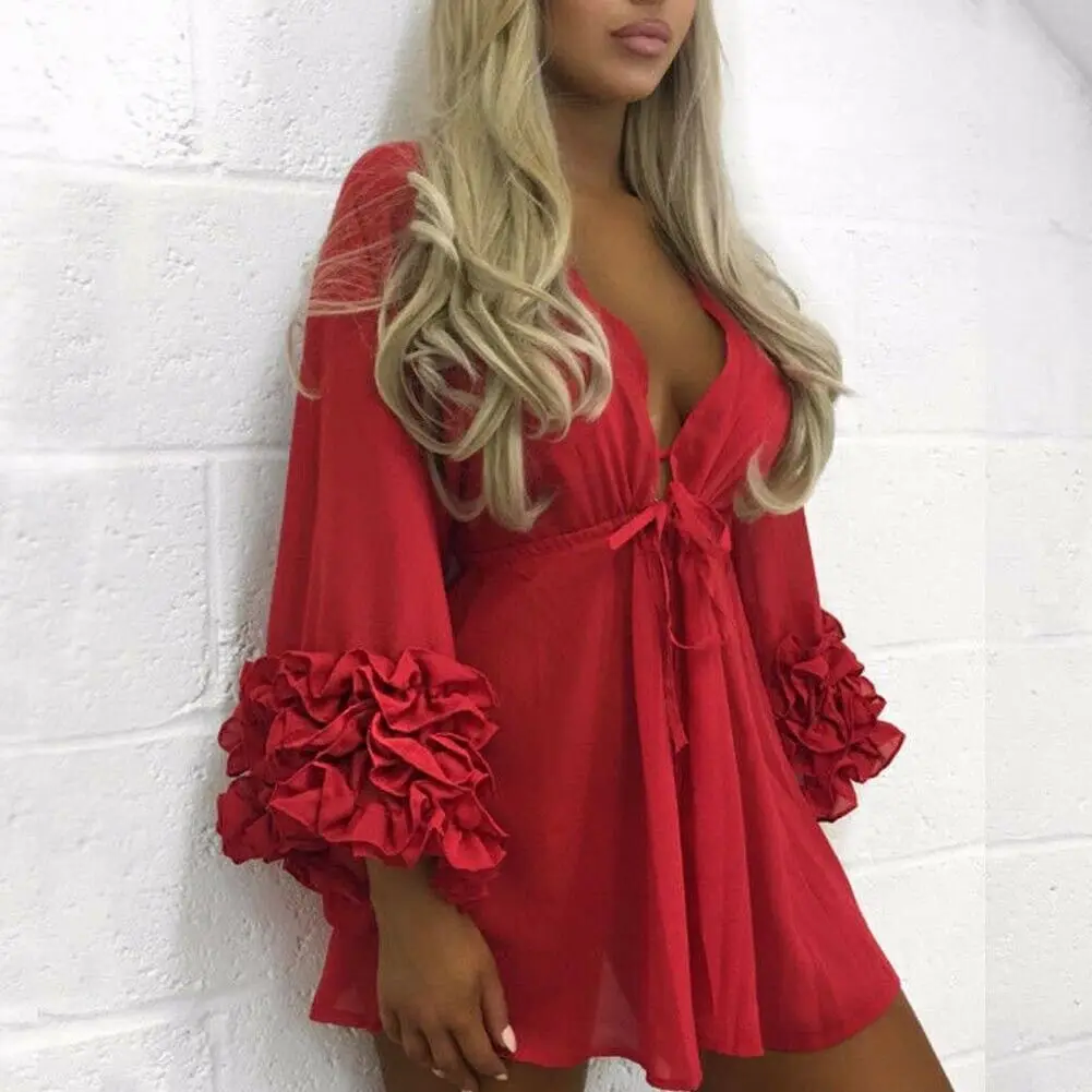 Women Sexy Beach Cover-up Long Puff Sleeve Covers up Bathing Suit Summer Beach Wear Pareo Swimwear Mesh Beach Dress Tunic Robe
Women Sexy Beach Cover-up Long Puff Sleeve Covers up Bathing Suit Summer Beach Wear Pareo Swimwear Mesh Beach Dress Tunic Robe