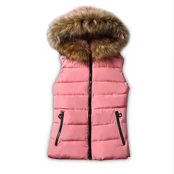 New Female Outwear Sleeveless Jacket Winter Hooded Faux Fur Collar Down Cotton Warm Women Waistcoat Plus Size Vest AE1542
New Female Outwear Sleeveless Jacket Winter Hooded Faux Fur Collar Down Cotton Warm Women Waistcoat Plus Size Vest AE1542