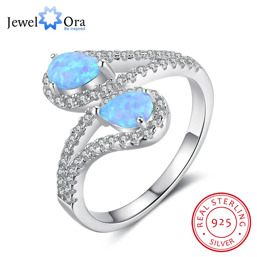 Женское кольцо с голубым опалом 100% 925 пробы Серебряное ювелирное изделие в стиле