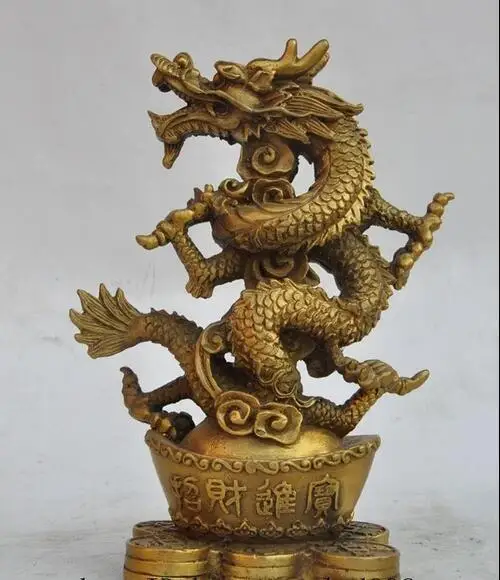 free 8" Chinese Brass feng shui wealth yuanbao lucky Zodiac Animal Dragon Art statue fast
free 8" Chinese Brass feng shui wealth yuanbao lucky Zodiac Animal Dragon Art statue fast