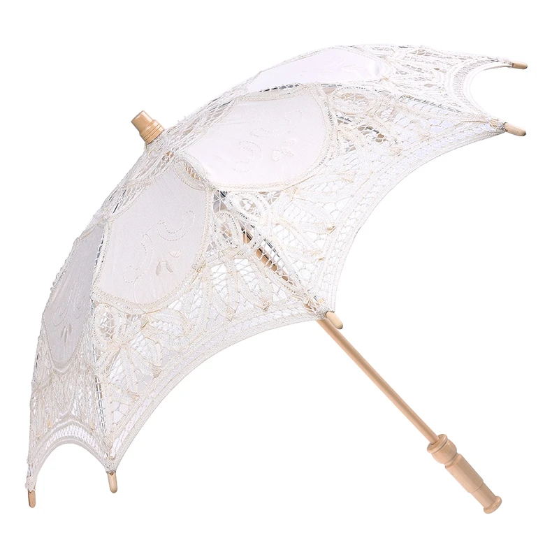 Lace Wooden handle Sun umbrella Wedding decoration props 
Lace Wooden handle Sun umbrella Wedding decoration props