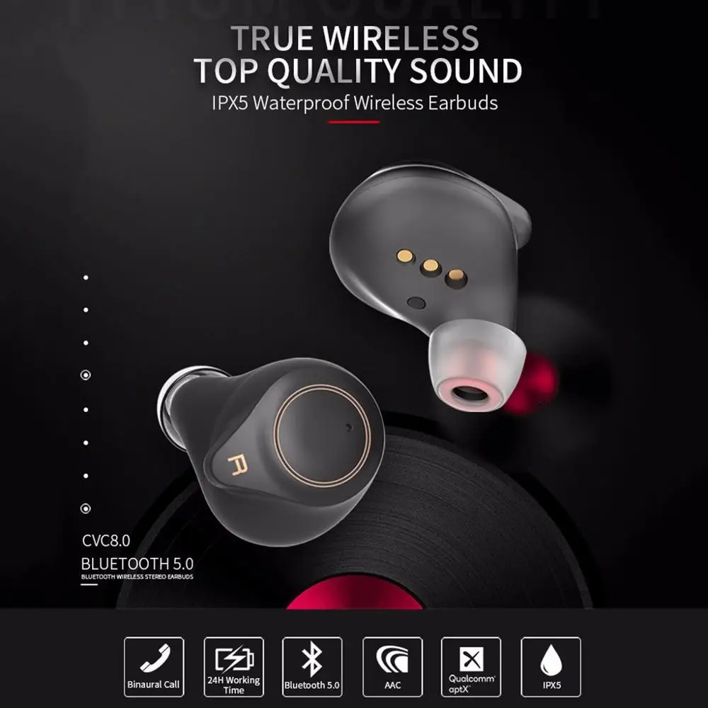 

2019 T1-APTX TWS True AptX Bluetooth 5.0 Wireless HD Earphone Headphones Earphones słuchawki bezprzewodowe kulaklık ecouteur