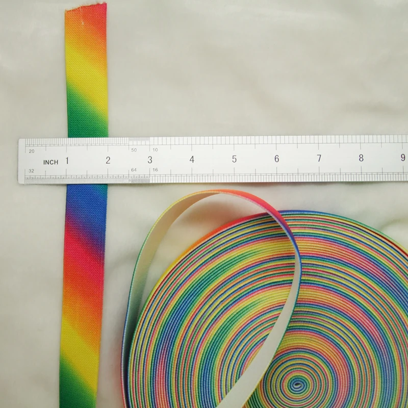 5Yards/Lot Rainbow elastic webbing 1 inch width 1.5mm thickness white color background
5Yards/Lot Rainbow elastic webbing 1 inch width 1.5mm thickness white color background