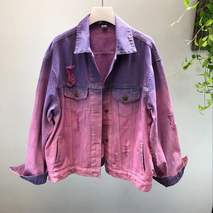2019 Spring and Autumn Women's Gradient Color Holes Washed Cowboy Jacket Baseball Coat Students Retro Denim Jacket Jeans Coat
2019 Spring and Autumn Women's Gradient Color Holes Washed Cowboy Jacket Baseball Coat Students Retro Denim Jacket Jeans Coat