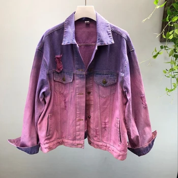 2019 Spring and Autumn Women's Gradient Color Holes Washed Cowboy Jacket Baseball Coat Students Retro Denim Jacket Jeans Coat
2019 Spring and Autumn Women's Gradient Color Holes Washed Cowboy Jacket Baseball Coat Students Retro Denim Jacket Jeans Coat