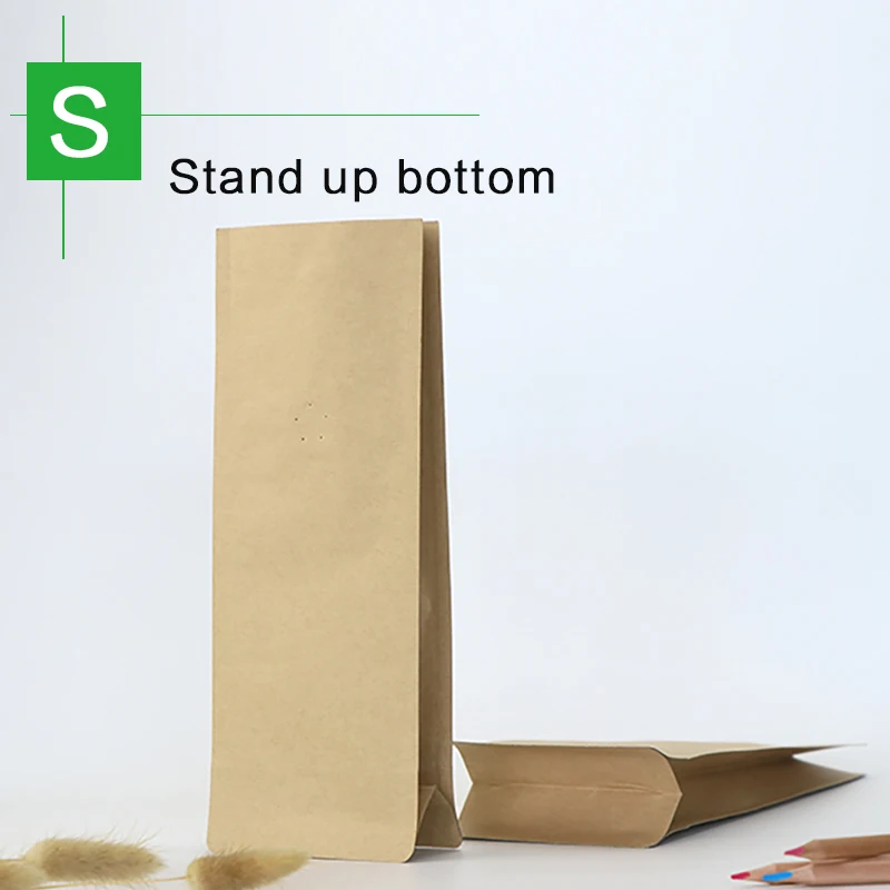 block bottom stand up pouch 1/4 1/2 1 pound matte black white kraft coffee bean with one side degassing valve packaging bag