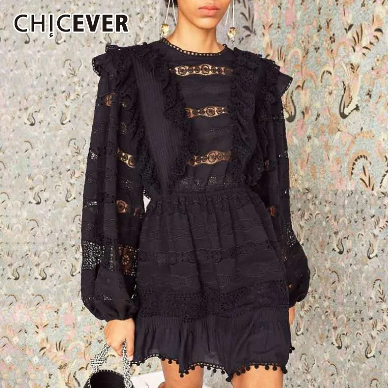 CHICEVER Korean Hollow Out Dress For Women O Neck Lantern Sleeve High Waist Slim A Line Female Dresses Fashion New 2019 Autumn
CHICEVER Korean Hollow Out Dress For Women O Neck Lantern Sleeve High Waist Slim A Line Female Dresses Fashion New 2019 Autumn