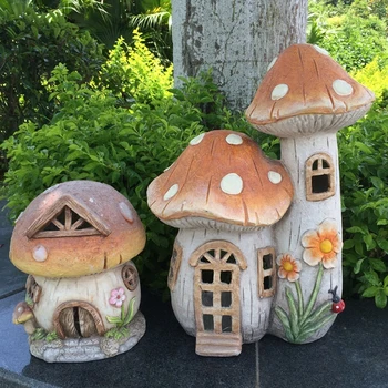 Outdoor Mushroom toadstool Fairy House Garden Statue American style garden ornament.
Outdoor Mushroom toadstool Fairy House Garden Statue American style garden ornament.