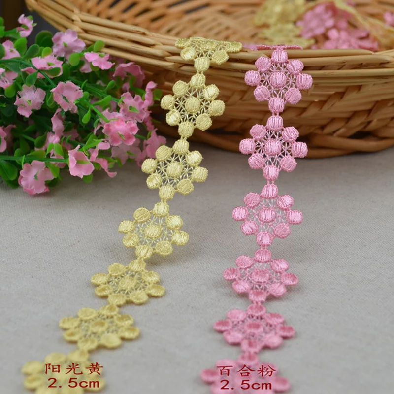 3M/Lot Yellow Pink Lace Trim Wedding Ribbon Flowers Stretch Lace Crochet Applique Material Lace Fabric For DIY Sewing HB114
3M/Lot Yellow Pink Lace Trim Wedding Ribbon Flowers Stretch Lace Crochet Applique Material Lace Fabric For DIY Sewing HB114