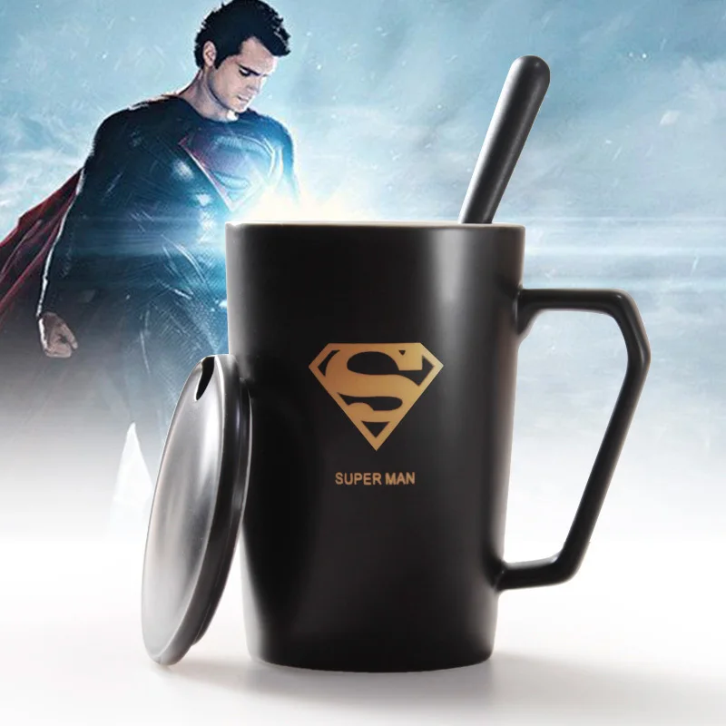 Cool Avengers Black Milk Water Bottle Drinkware Mug With Lid And Spoon Superman Spiderman Batman Mug High Quality Ceramic Cup
Cool Avengers Black Milk Water Bottle Drinkware Mug With Lid And Spoon Superman Spiderman Batman Mug High Quality Ceramic Cup