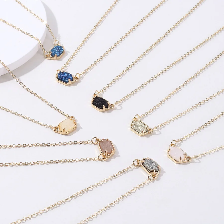Mini Prong Setting Fake Resin Druzy Stone Pendant Dainty Chain Delicate Necklace & pendants
Mini Prong Setting Fake Resin Druzy Stone Pendant Dainty Chain Delicate Necklace & pendants