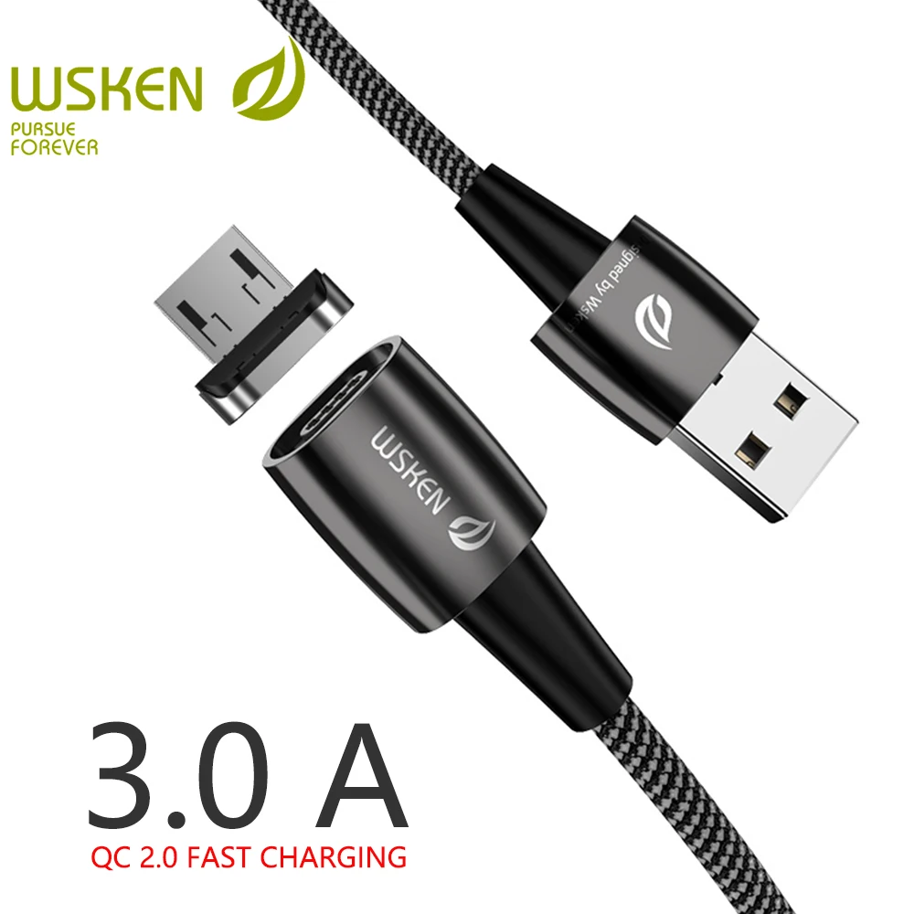 Магнитный USB-кабель WSKEN X1 Pro 3A для Samsung S7 Xiaomi Android | Мобильные телефоны и аксессуары