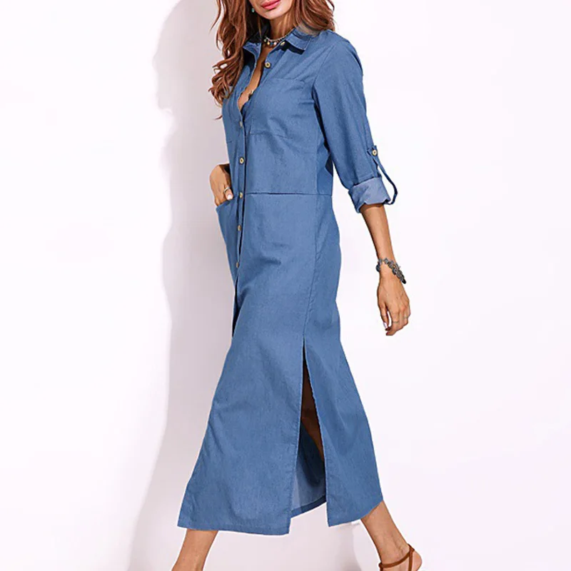 Women Long Sleeve Lapels Shirt Denim Buttons Long Shirt Dress Party Cocktail Coat GDD99
Women Long Sleeve Lapels Shirt Denim Buttons Long Shirt Dress Party Cocktail Coat GDD99