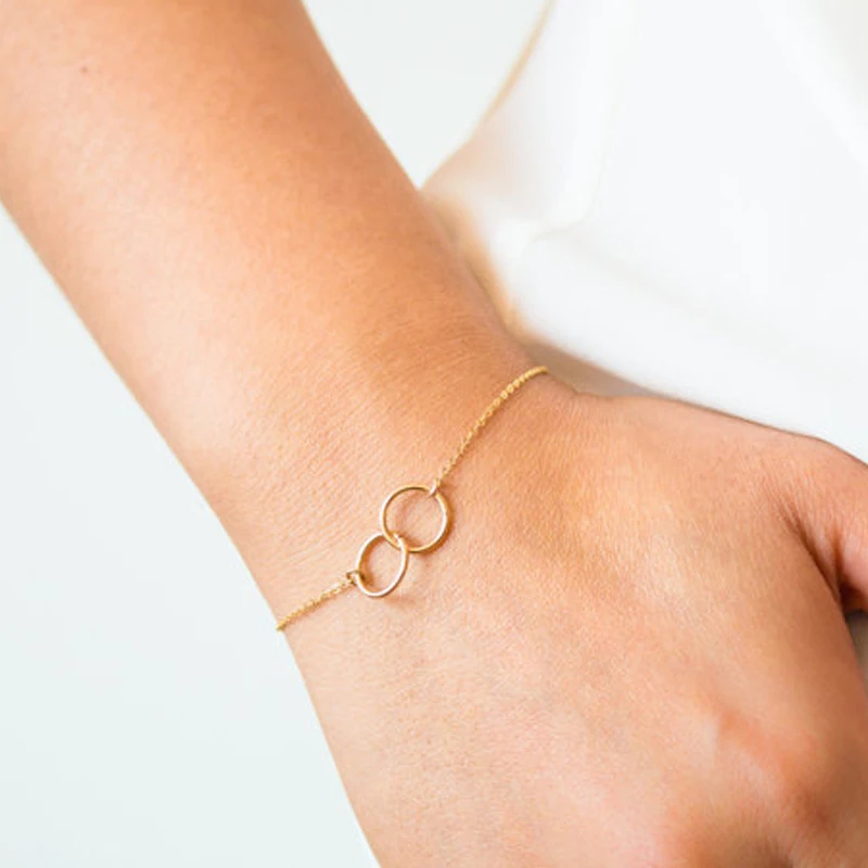 Винтаж ZMZY круглые браслеты для женщин геометрические серебряные золотые звенья