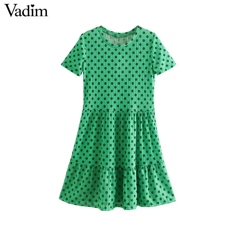 Vadim women polka dot print mini dress sweet floral print short sleeve dress casual female A line basic dress vestidos QB739
Vadim women polka dot print mini dress sweet floral print short sleeve dress casual female A line basic dress vestidos QB739