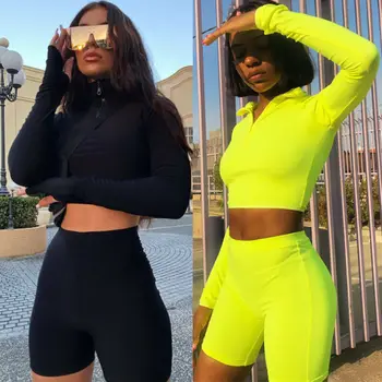 2PCS Women's Crop Tops Long Sleeve Zipper Shorts Pants Bodycon Casual Outfit Sportswear Tracksuit Hot
2PCS Women's Crop Tops Long Sleeve Zipper Shorts Pants Bodycon Casual Outfit Sportswear Tracksuit Hot