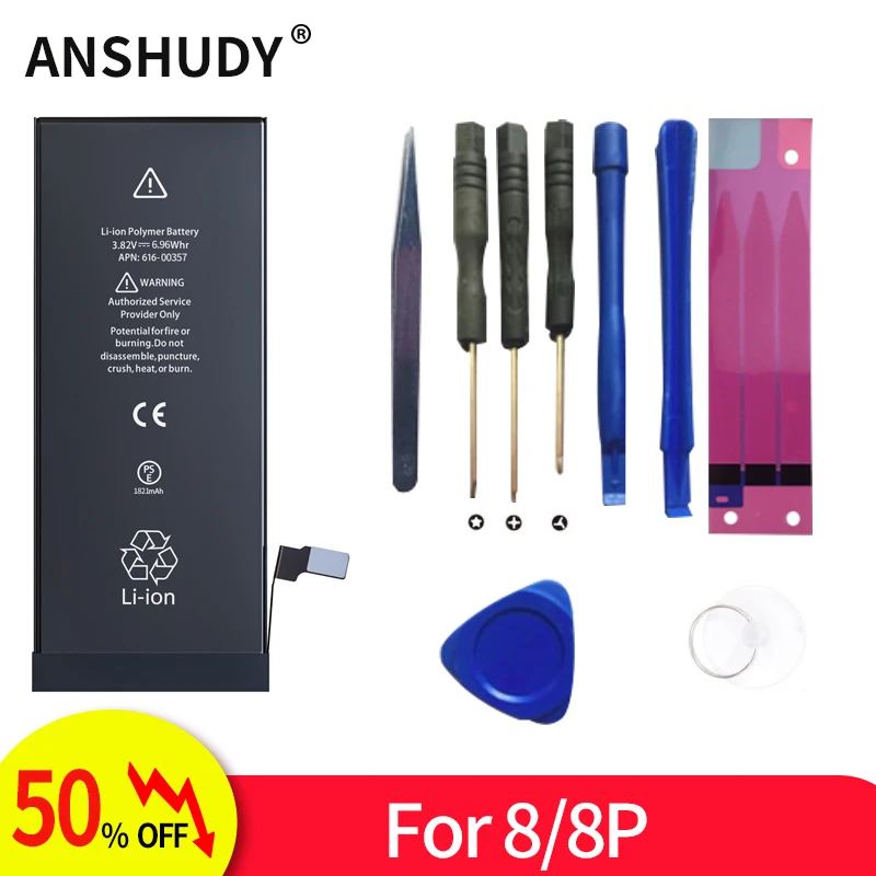 Phone Lithium Battery For iPhone 8 8P 1821mAh 2691mAh Original Capacity Zero Cycle Replacement Phone Batteries + Free Tools
Phone Lithium Battery For iPhone 8 8P 1821mAh 2691mAh Original Capacity Zero Cycle Replacement Phone Batteries + Free Tools