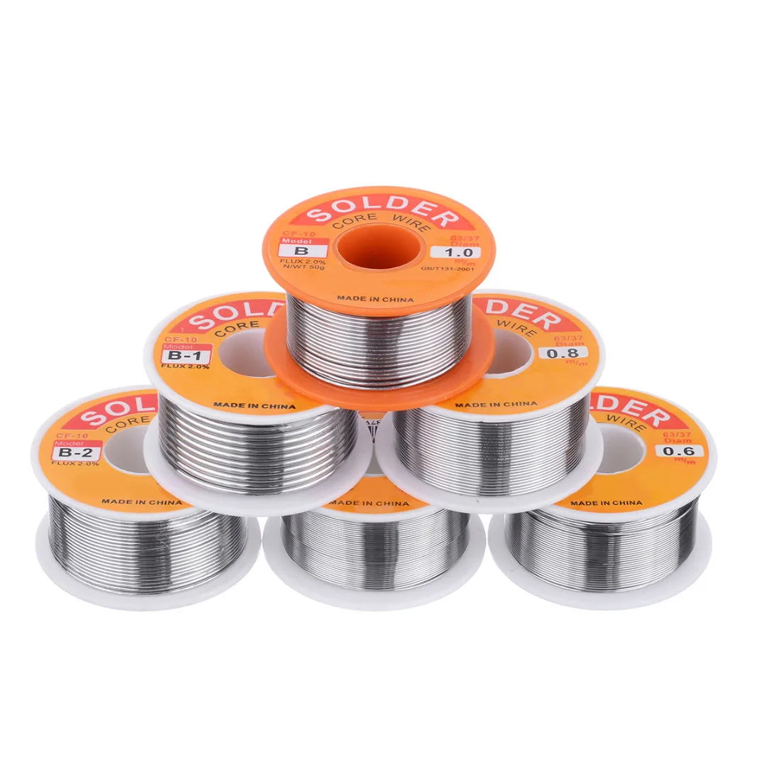 New 0.5/0.6/0.8/1/1.2/1.5/2mm 50/100g FLUX 2.0% 63/37 Rosin Core Welding Tin Lead Solder Iron Wire Reel Soldering Wire Roll