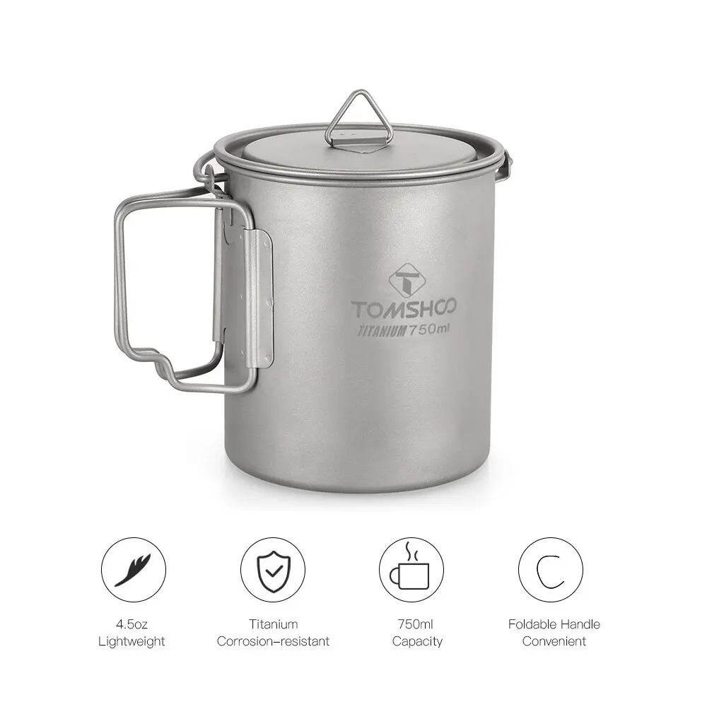 #LIXADA 750ml Ultralight Titanium Pot with Lid Camping Cookware Outdoor Titanium Water Mug Foldable Handle Pot for Hiking Picnic
#LIXADA 750ml Ultralight Titanium Pot with Lid Camping Cookware Outdoor Titanium Water Mug Foldable Handle Pot for Hiking Picnic