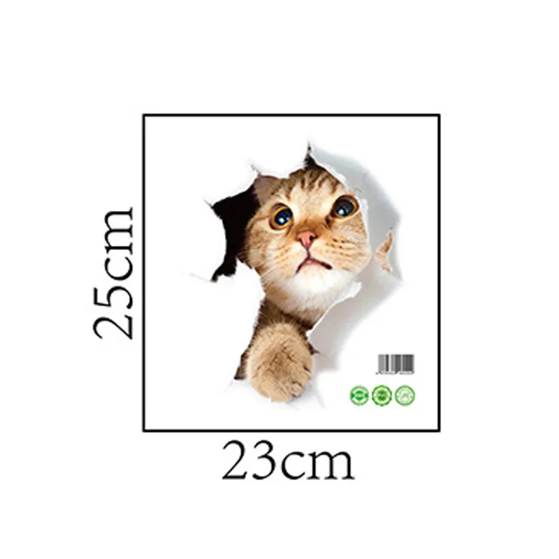 Description Picture 6 of item3d vivid broken Cat Toilet Door Refrigerator kitchen toilet Wall Stickers Decals Door Home Decor Poster Mural