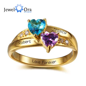 Personalized Name Ring 2 Heart Birthstone 925 Sterling Silver Cubic Zirconia Ring Birthday Gift Idea (JewelOra RI102346)
Personalized Name Ring 2 Heart Birthstone 925 Sterling Silver Cubic Zirconia Ring Birthday Gift Idea (JewelOra RI102346)