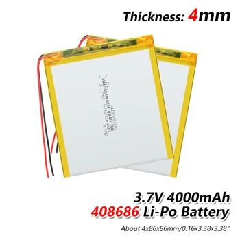 3.7V 408686 86x86x4mm 4000mAh Lithium Polymer Lipo Batteries Li Ion Li-polymer Replacement Cells For LED Lamp Medical Equipment
3.7V 408686 86x86x4mm 4000mAh Lithium Polymer Lipo Batteries Li Ion Li-polymer Replacement Cells For LED Lamp Medical Equipment