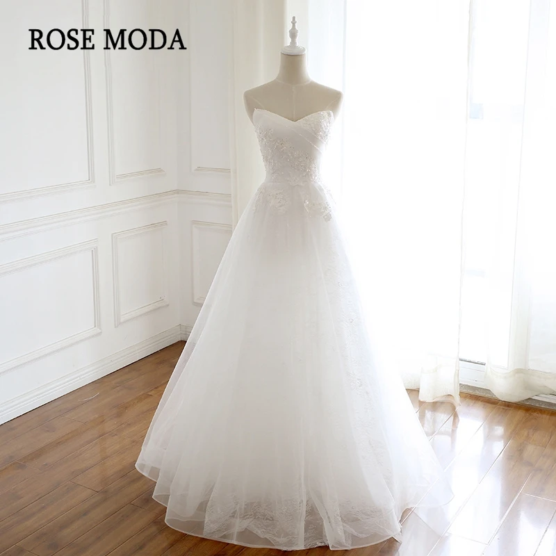 Rose Moda Lace Wedding Dress with Crystals Floor Length Boho Dresses Beach Real Photos | Свадьбы и торжества
