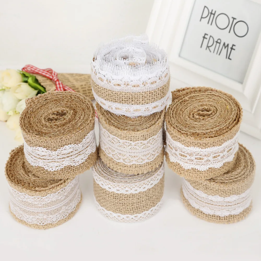 Hot 2m/lot 5cm Jute Burlap rolls Hessian Ribbon with Lace rustic vintage wedding decoration supplies diy ornament burlap wedding
Hot 2m/lot 5cm Jute Burlap rolls Hessian Ribbon with Lace rustic vintage wedding decoration supplies diy ornament burlap wedding