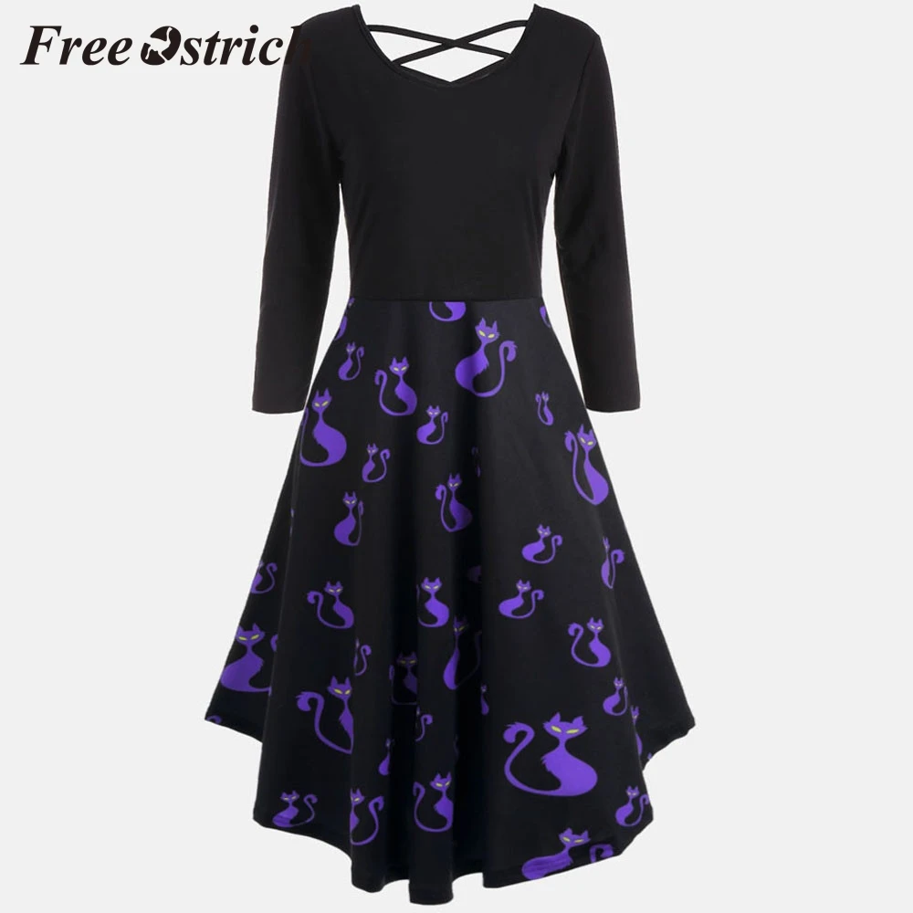 Free Ostrich 2019 Women Long Sleeve Hollow Halloween Cat Print Flare Dress Party Casual Dresses Novelty Purple Kneelength Dress
Free Ostrich 2019 Women Long Sleeve Hollow Halloween Cat Print Flare Dress Party Casual Dresses Novelty Purple Kneelength Dress