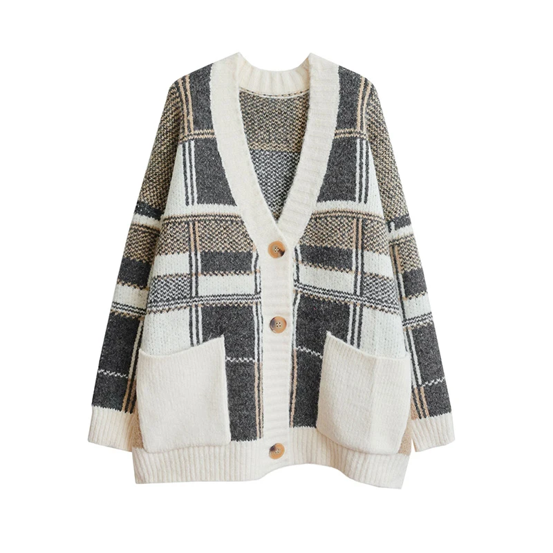 Casual Autumn Thicken Knitting Cardigans Women Loose Plaid Sweater Coats Vintage Winter Warm Sweater Feminine Jumper Coat 2018
Casual Autumn Thicken Knitting Cardigans Women Loose Plaid Sweater Coats Vintage Winter Warm Sweater Feminine Jumper Coat 2018