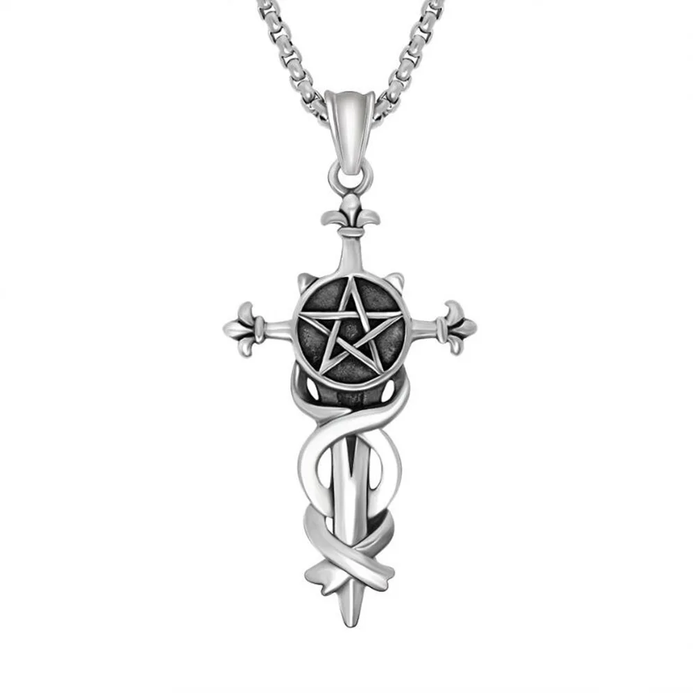 1 Piece 316L Stainless Steel Men's Pendant Necklace Cross Style Sword Pentagon Pendants with Chain SPN509
1 Piece 316L Stainless Steel Men's Pendant Necklace Cross Style Sword Pentagon Pendants with Chain SPN509