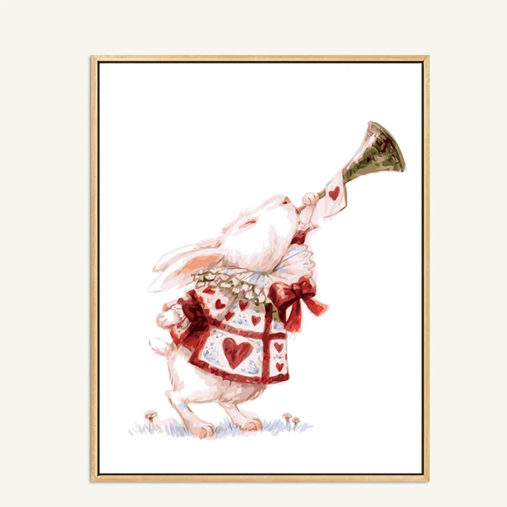 Kids DIY Oil Painting By Numbers Alice Fairy Tale Canvas Painting Pictures Rabbit Blowing Horn White Red Arts Home Decoration
Kids DIY Oil Painting By Numbers Alice Fairy Tale Canvas Painting Pictures Rabbit Blowing Horn White Red Arts Home Decoration