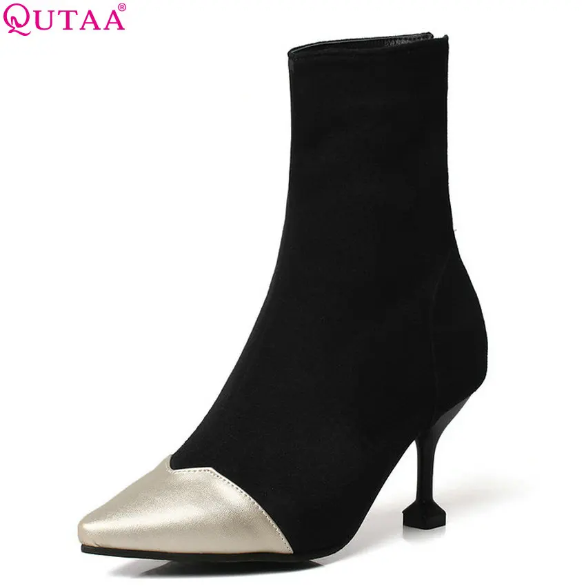 QUTAA 2019 Winter Boots Women Shoes Platform Boots Pointed Toe Thin Heels Ankle Boots Flock Fashion Women Boots Size 34-43
QUTAA 2019 Winter Boots Women Shoes Platform Boots Pointed Toe Thin Heels Ankle Boots Flock Fashion Women Boots Size 34-43