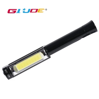 

GIJOE cob work light led portable light use 3*AAA battery 3 modes plastic case waterproof with magnetic warning light