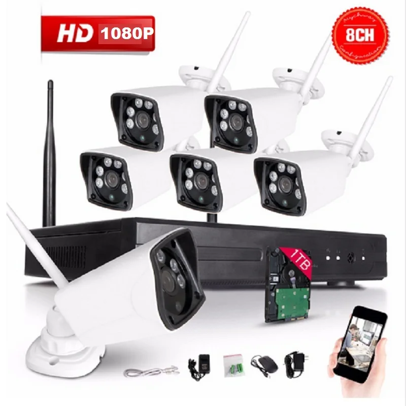 HD 4/8-channel CCTV System Wireless 2MP NVR 8cameras 2.0MP IR Outdoor P2P Wifi IP Security Camera Surveillance Kits | Безопасность и