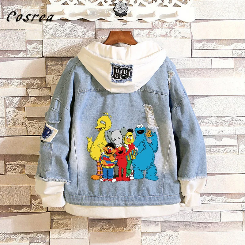 Sunniss TV Show Sesame Street Adult Cosplay Denim Jacket Elmo Spring Autumn Jeans Hooded Sweater Men's Women's Halloween Jacket
Sunniss TV Show Sesame Street Adult Cosplay Denim Jacket Elmo Spring Autumn Jeans Hooded Sweater Men's Women's Halloween Jacket