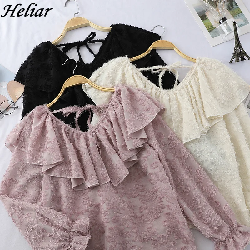 HELIAR Blouse 2019 Spring/Summer Women Chiffon Blouse Ruffled Neck Chiffon Casual Loose Tops Ladies Tassels Long Sleeve Blouse
HELIAR Blouse 2019 Spring/Summer Women Chiffon Blouse Ruffled Neck Chiffon Casual Loose Tops Ladies Tassels Long Sleeve Blouse