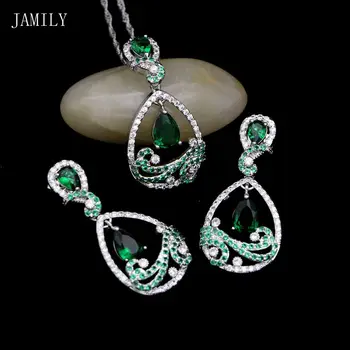 JAMILY Silver 925 Jewelry Sets Pendant/Water Drop Earrings/Necklace Set Natural Green Stone Jewelry Set For Women
JAMILY Silver 925 Jewelry Sets Pendant/Water Drop Earrings/Necklace Set Natural Green Stone Jewelry Set For Women