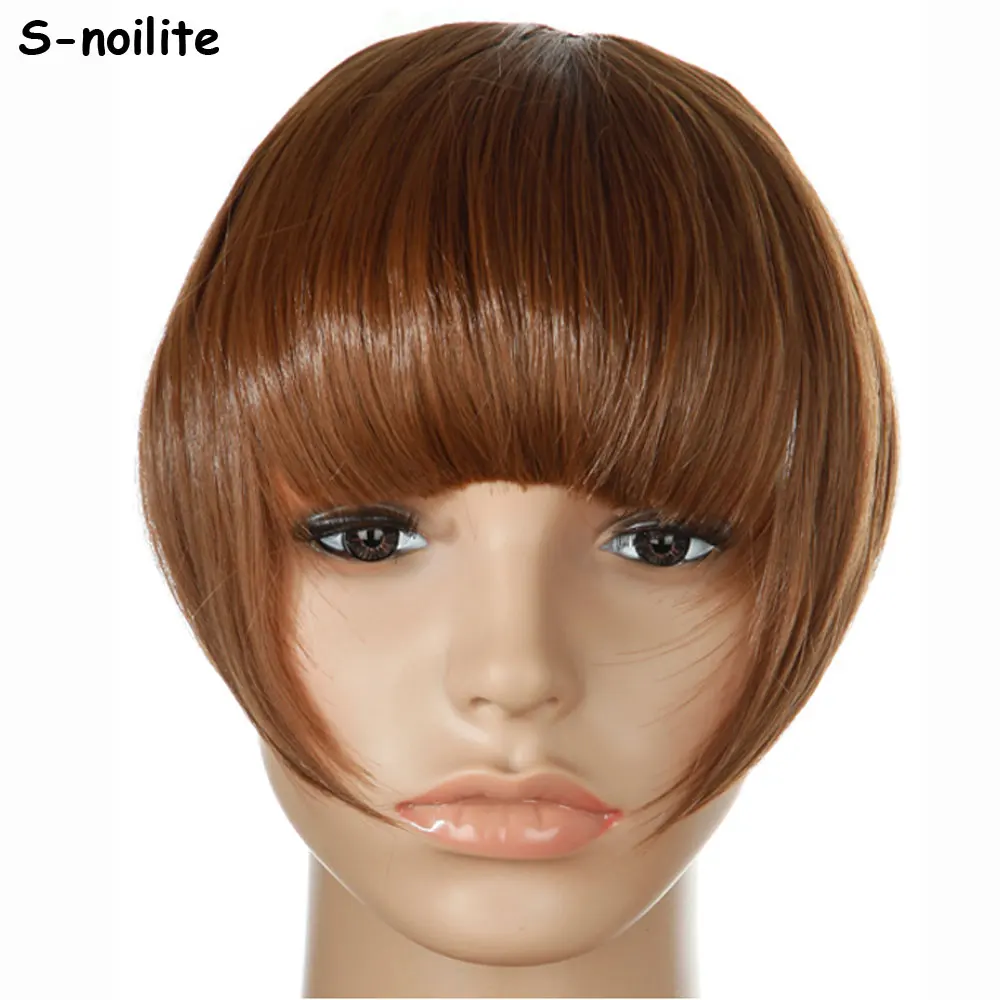 

S-noilite Natural Bang False Hair Bangs black brown auburn red Clip In on Synthetic Hair Fringe clip in bangds for women