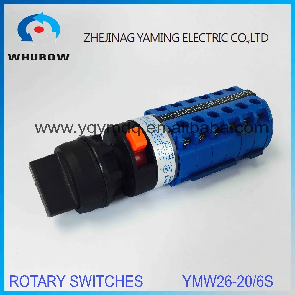 LW26 YMW26-20S/6 Rotary switch 3 postion single hole installation 690V 20A 6 pole universal changeover cam silver contact | Обустройство
