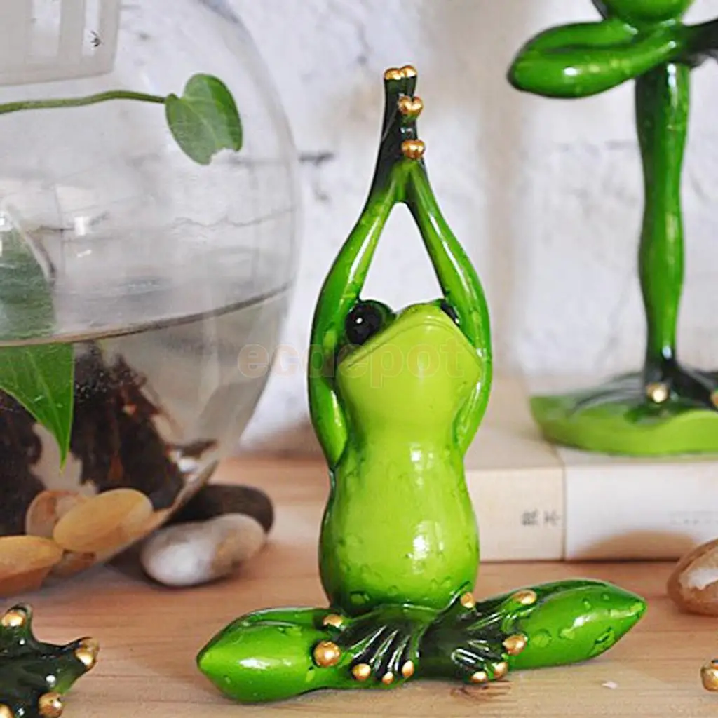 2pcs 3D Frog Figurines Miniatures Ornament Statute Bonsai Garden Decor Bonsai Plant Decoration Craft, Office Desk Ornament