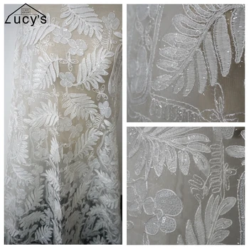 2018 NEW shiny sequins lace fabric Off white wedding gowns girls dresses sewing lace 3 Yards/lot
2018 NEW shiny sequins lace fabric Off white wedding gowns girls dresses sewing lace 3 Yards/lot