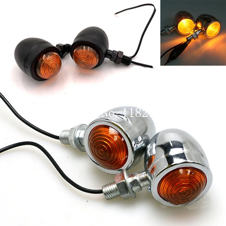 Vintage Motorcycle Turn Signals indicator Yellow Light Black Bullet for Harley Kawasaki Honda Suzuki Yamaha Cruiser
Vintage Motorcycle Turn Signals indicator Yellow Light Black Bullet for Harley Kawasaki Honda Suzuki Yamaha Cruiser