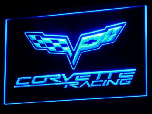D095 Chevrolet Corvette Racing светодиодный неоновый светильник указатели с выключателем