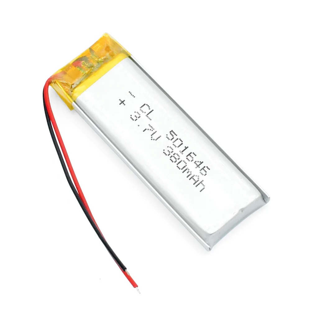 3.7V 380mAh 501646 Lithium Polymer LiPo Rechargeable Battery ion cells For Mp3 Mp4 Mp5 DIY PAD DVD E-book bluetooth headset
3.7V 380mAh 501646 Lithium Polymer LiPo Rechargeable Battery ion cells For Mp3 Mp4 Mp5 DIY PAD DVD E-book bluetooth headset